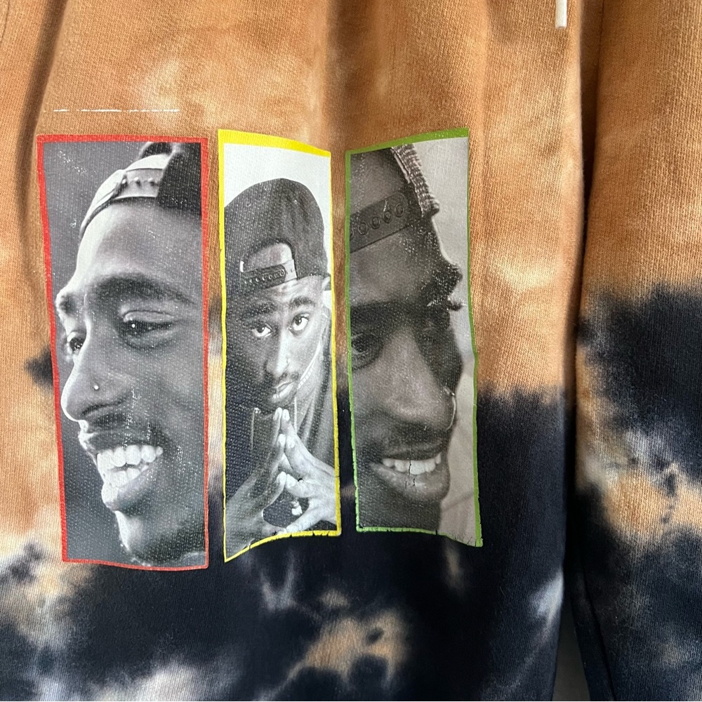 Poetic Justice Mens Tupac Hip Hop Print Tie Dye Joggers Sweat Pant Size M - Picture 11 of 11